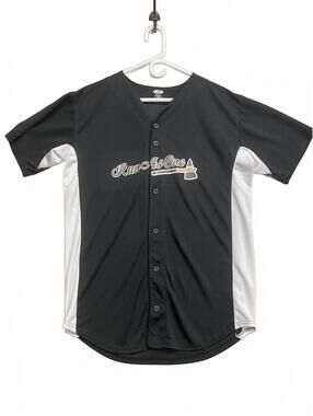 Athletic Knit 'Run As One' Black & White Baseball Jersey Number 18 on Back Sz L